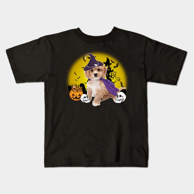 Happy Halloween Cavachon Dogs Halloween Gift Kids T-Shirt by Rene	Malitzki1a